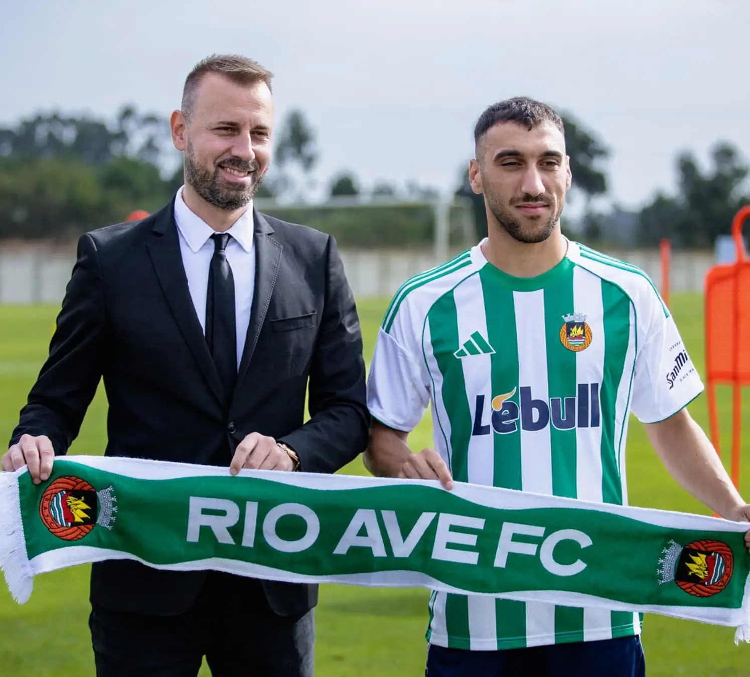Giorgos Liavas with Michael Banias Rio Ave FC official presentation Portugal