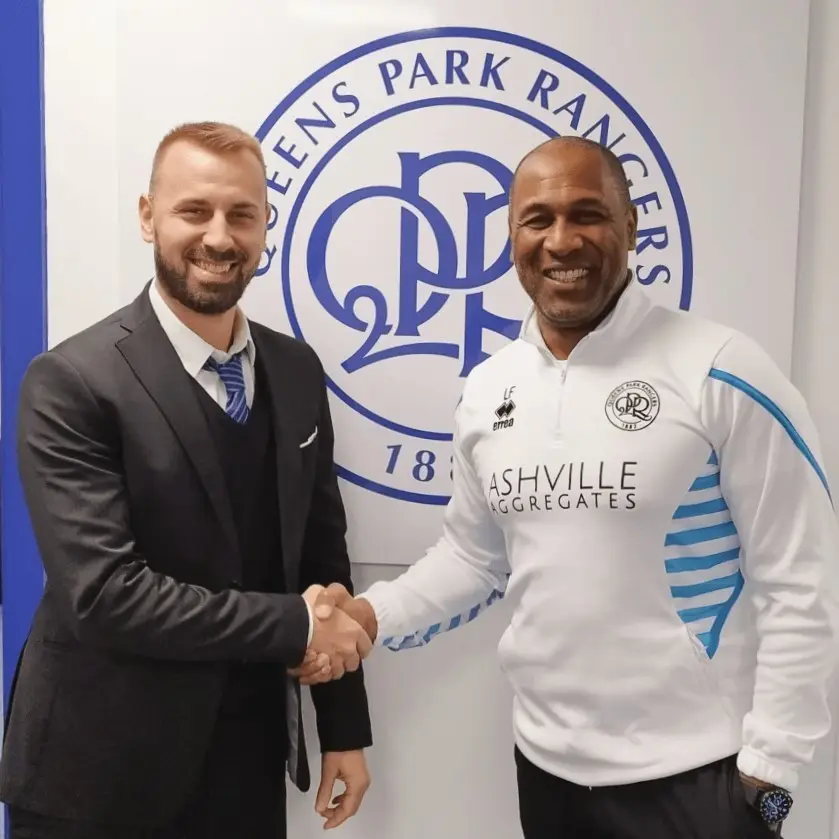 Michael Banias With Les Ferdinand At Queens Park Rangers In England Football Club Environment